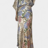 Conjunto Elegante de Blusa y Falda de Cola de Pez con Estampado Floral