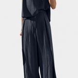 Lauren Elegante Conjunto de Dos Piezas con Pierna Ancha para un Estilo Sofisticado