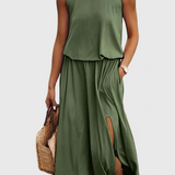 Dianne Vestido sin mangas de silueta holgada con abertura lateral para un estilo cómodo y elegante