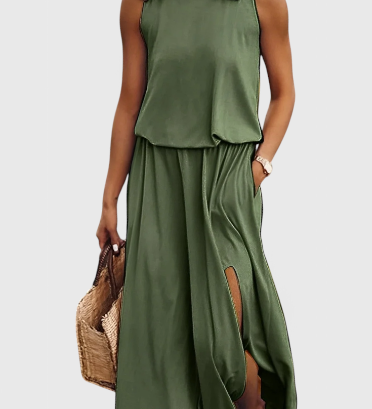 Dianne Vestido sin mangas de silueta holgada con abertura lateral para un estilo cómodo y elegante