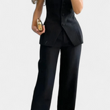 Conjunto de Top Tubo y Pantalón Ancho de Pierna en Estilo Minimalista de Ekaterina