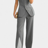 Conjunto de Top Tubo y Pantalón Ancho de Pierna en Estilo Minimalista de Ekaterina