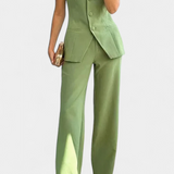 Conjunto de Top Tubo y Pantalón Ancho de Pierna en Estilo Minimalista de Ekaterina