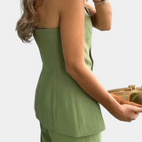 Conjunto de Top Tubo y Pantalón Ancho de Pierna en Estilo Minimalista de Ekaterina