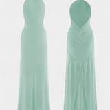 Vestido Halter Ajustado Trinity con Fruncido y Espalda Descubierta para un look sofisticado