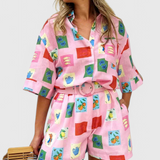 Conjunto de Estampado Rosa Paula para un estilo único y llamativo