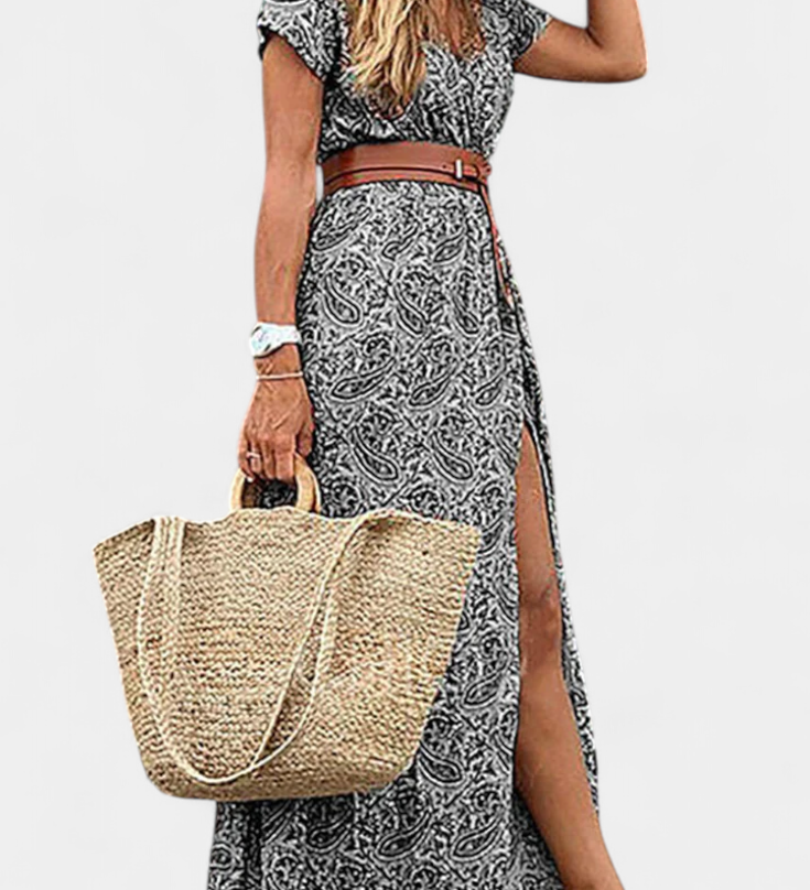 Vestido Boho de Verano Anfisa con Cinturón y Escote en V - Estilo y Comodidad en tu Look