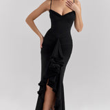 Vestido sin mangas con tirantes y detalles de volantes de Roxanne