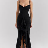 Vestido sin mangas con tirantes y detalles de volantes de Roxanne