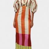 Alison Vestido Elegante y Confortable con Escote Frontal y Mangas Abullonadas