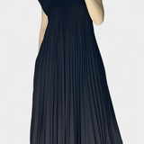 Elegante Manuela Vestido Sin Mangas con Pliegues y Cintura Alta para un Estilo Sofisticado