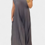 Elegante Manuela Vestido Sin Mangas con Pliegues y Cintura Alta para un Estilo Sofisticado