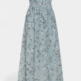 Elegante vestido maxi floral con escote en V y mangas aladas para un look sofisticado