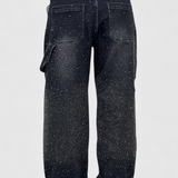 Dariya Jeans Cargo Balloon con Brillo y Elegantes Apliques de Pedrería