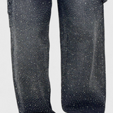 Dariya Jeans Cargo Balloon con Brillo y Elegantes Apliques de Pedrería