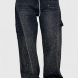Dariya Jeans Cargo Balloon con Brillo y Elegantes Apliques de Pedrería