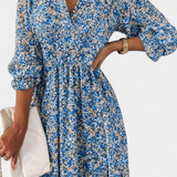 Benicia - Vestido Floral de Manga Abullonada y Dobladillo Juguetón para un look encantador