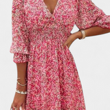 Benicia - Vestido Floral de Manga Abullonada y Dobladillo Juguetón para un look encantador