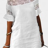 Vestido Casual de Lino Karol con Encaje y Cuello Barco – Elegancia y Comodidad para Toda Ocasión