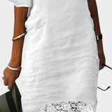 Vestido Casual de Lino Karol con Encaje y Cuello Barco – Elegancia y Comodidad para Toda Ocasión