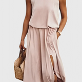 Dianne Vestido sin mangas de silueta holgada con abertura lateral para un estilo cómodo y elegante