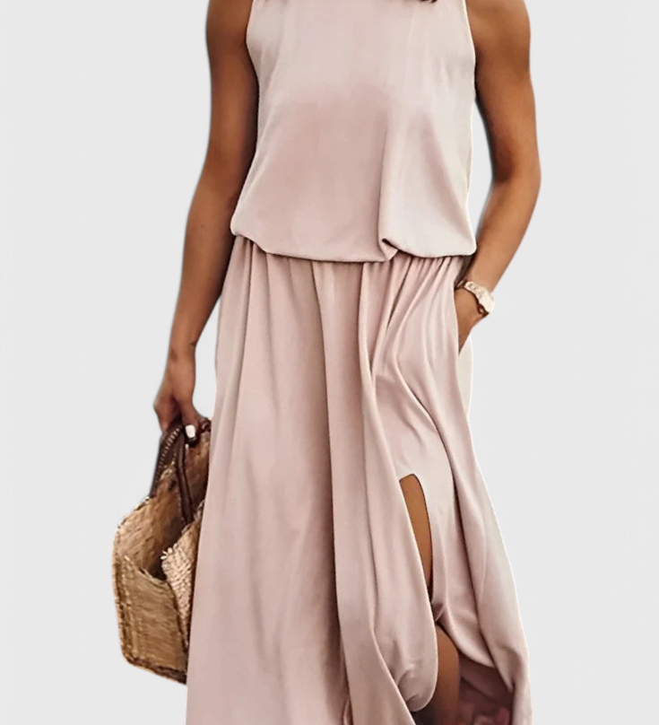 Dianne Vestido sin mangas de silueta holgada con abertura lateral para un estilo cómodo y elegante