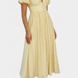 Vestido Maxi Mélia con Escote en V y Mangas Abullonadas - Elegancia y Comodidad para Cualquier Ocasión