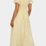 Vestido Maxi Mélia con Escote en V y Mangas Abullonadas - Elegancia y Comodidad para Cualquier Ocasión