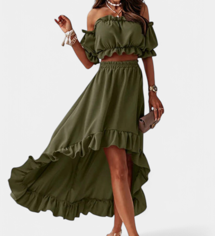 Elegante Conjunto de Dos Piezas con Diseño Sin Hombros Katja