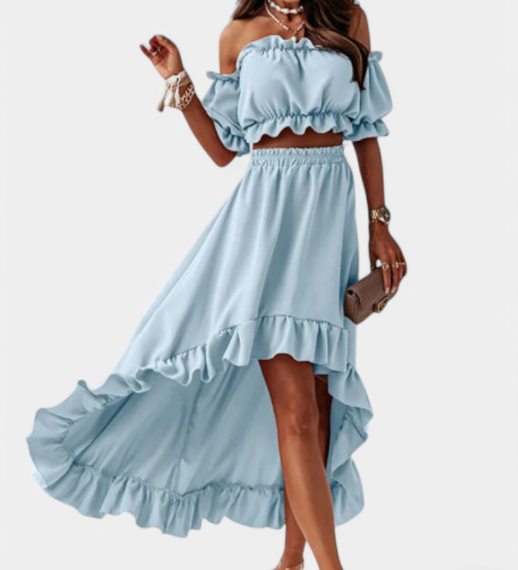 Elegante Conjunto de Dos Piezas con Diseño Sin Hombros Katja