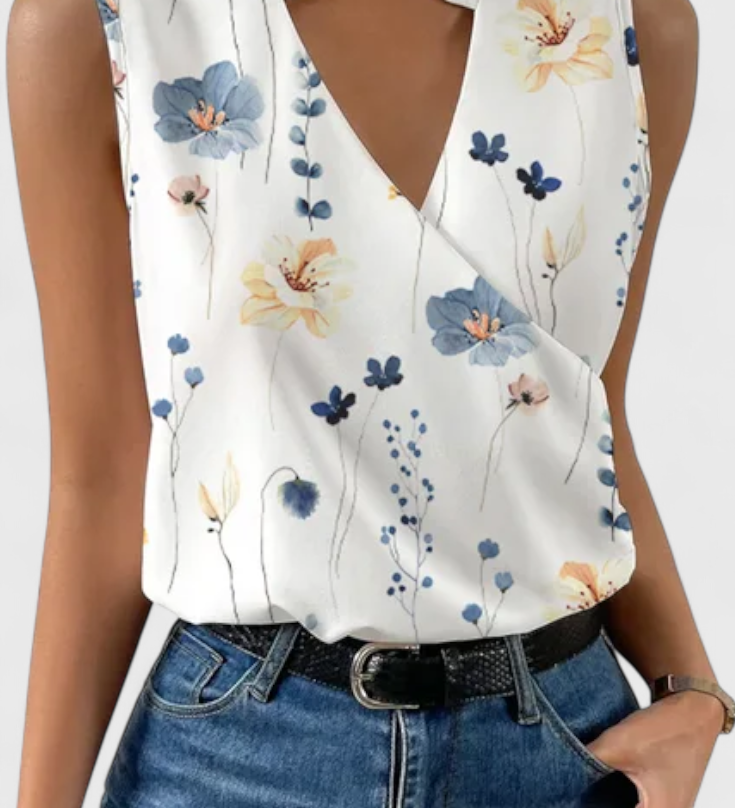 Yariela Top de Verano Suave con Elegante Escote en V