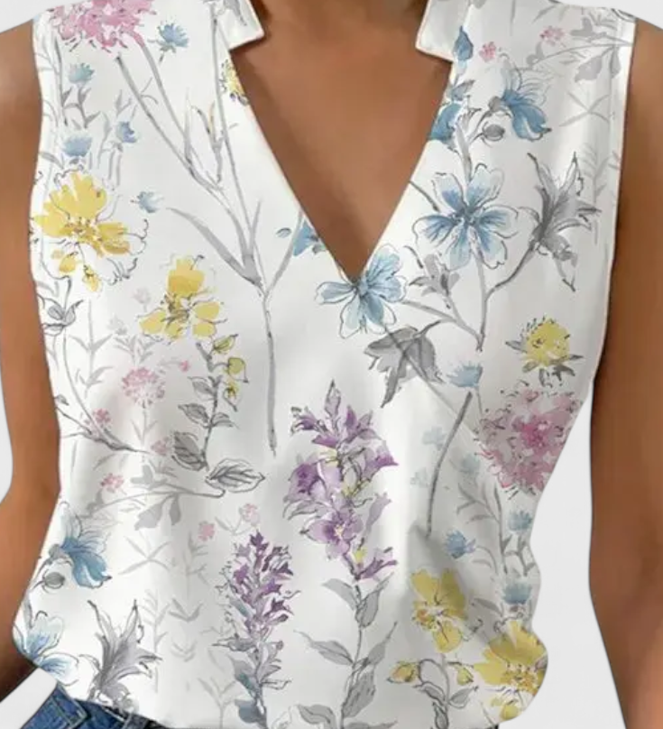 Yariela Top de Verano Suave con Elegante Escote en V