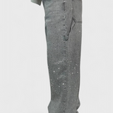 Dariya Jeans Cargo Balloon con Brillo y Elegantes Apliques de Pedrería