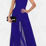 Vestido sin mangas Nadia Mono con transparencias frontales elegante y sofisticado