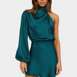 Mara Vestido Mini Drapado Asimétrico de Un Hombro para un Estilo Elegante