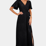 Vestido Maxi Envolvente Esperanza con Elegantes Mangas de Volante