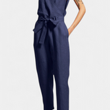 Maggie Mono Sin Mangas con Escote en V y Cintura Cruzada en Algodón, comoda y elegante