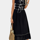 Luz Vestido A-Line con Tirantes y Dobladillo Rizado para un Look Elegante y Cómodo