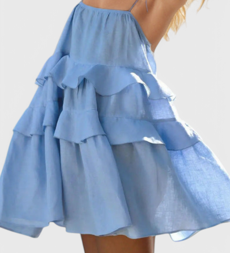 Vianey Vestido Mini de Algodón y Lino Sin Espalda - Estilo Cómodo y Elegante para Tu Look Veraniego