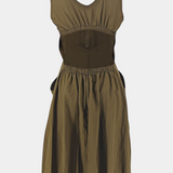 Vestido Midi Katana con Dobladillo de Burbujas y Corsé Ajustable para un Estilo Único