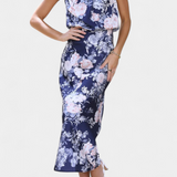 Elegante vestido maxi floral Lisa con escote halter y cinturilla elástica