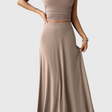 Set coordinato elegante con Top Corto Fruncido e Falda Fluida abbinata