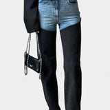 Jeans de tiro alto Mijie con detalles patchwork y corte recto para un estilo elegante y cómodo