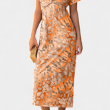 Triana Vestido Moderno con Estampado Abstracto y Elegante Escote en V