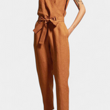 Maggie Mono Sin Mangas con Escote en V y Cintura Cruzada en Algodón, comoda y elegante