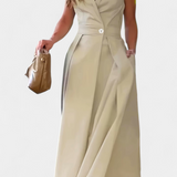 Vestido Blazer sin Mangas Beverly de Corte A y Botones - Elegancia y Estilo en Cada Detalle