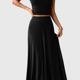 Set coordinato elegante con Top Corto Fruncido e Falda Fluida abbinata