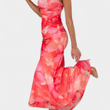 Vestido largo floral Abigail con manga única - Elegancia y estilo en cada paso