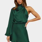 Mara Vestido Mini Drapado Asimétrico de Un Hombro para un Estilo Elegante