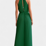 Elegante Patrizia Mono Palazzo Plisado con Cuello Halter para un estilo sofisticado